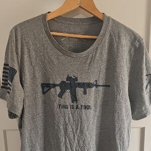 Grunt Style Gray T-Shirt with Rifle Graphic